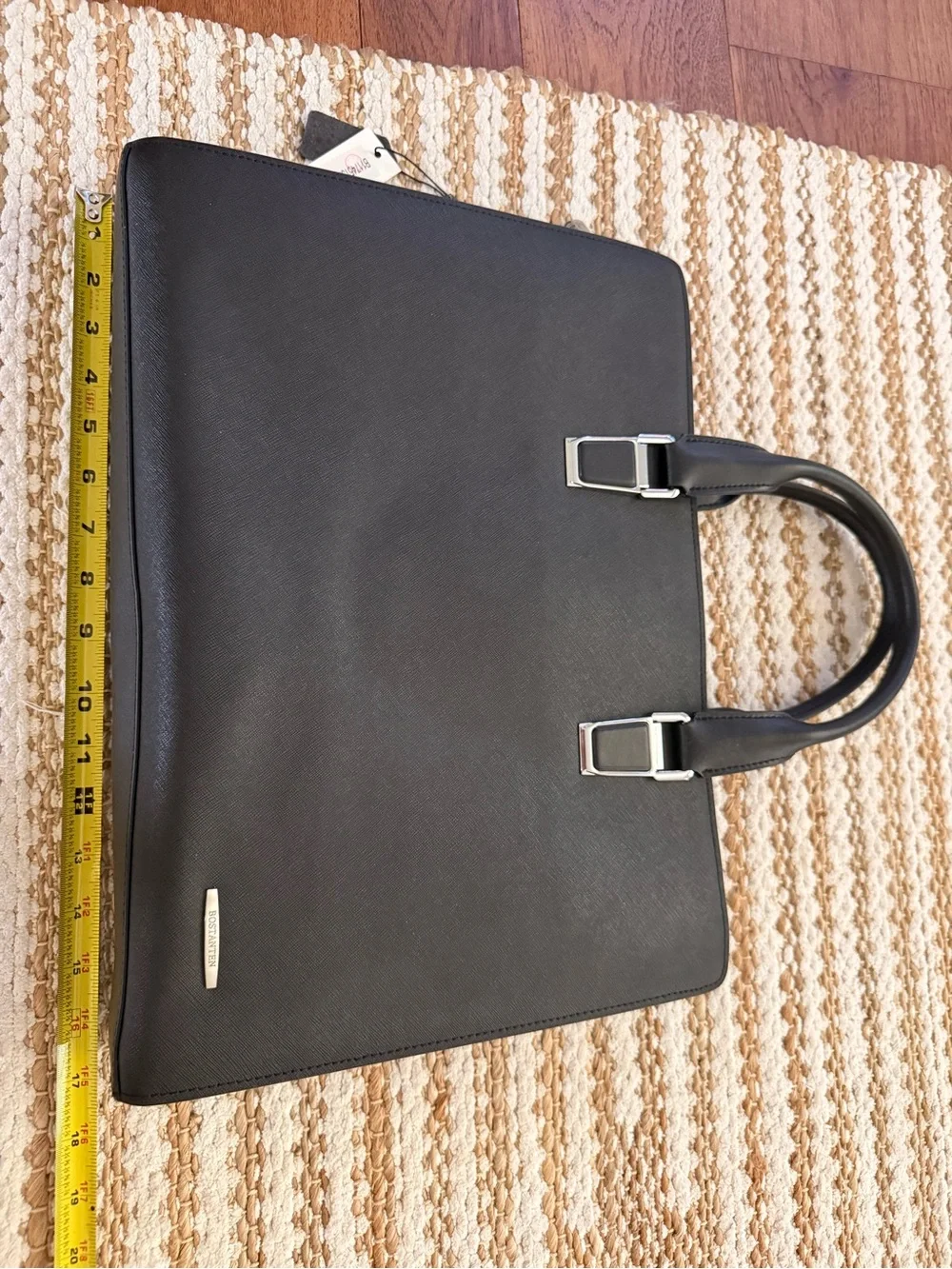 Black Structured Leather Briefcase Bag